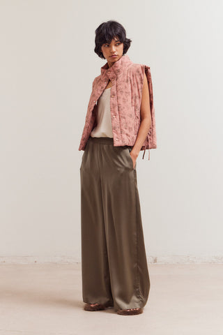 Marsha Satin Smocked Waist Pants