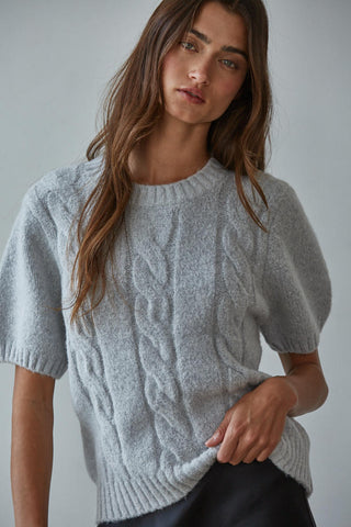 Devon Pullover Cable Knit in Grey
