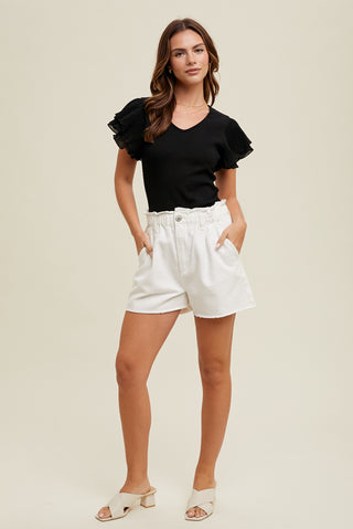 Gabby Fluttersleve Textured Bodysuit