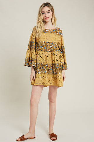 Claire Eyelet Floral Print Dress