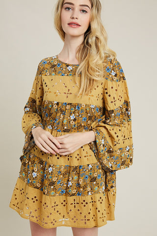 Claire Eyelet Floral Print Dress