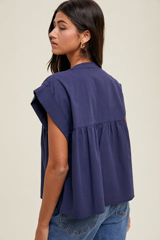 Layla Pintucked Cap Sleeve Blouse