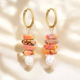 Ocean Bliss Pearl & Aventurine Jasper Hoop Drops