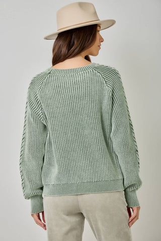 Meadowbrook Washed Cable Knit Sweater