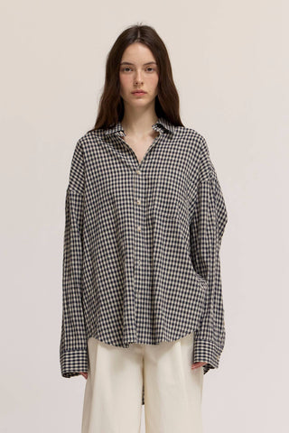 42192BG - STRIPE OVERSIZE GINGHAM SHIRT