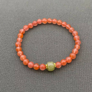 Agate Bracelet with Nephrite Charm