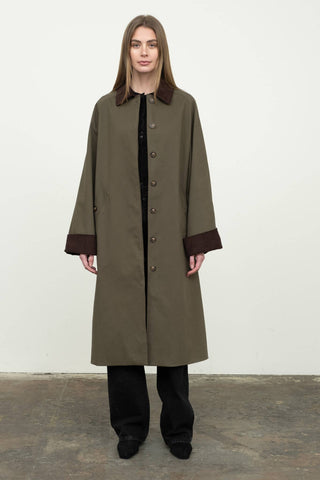 Olive Cord Trench Coat