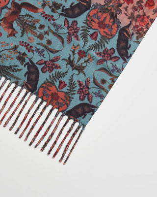 The Folksy Fox Fringed Scarf — Teal