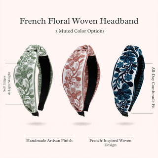 French Floral Woven Headband – Embroidered Texture