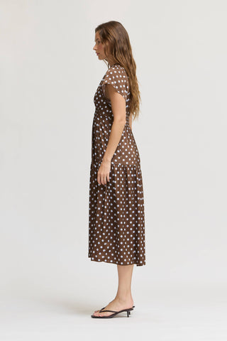 Gamble Polka Dot Satin Midi Dress