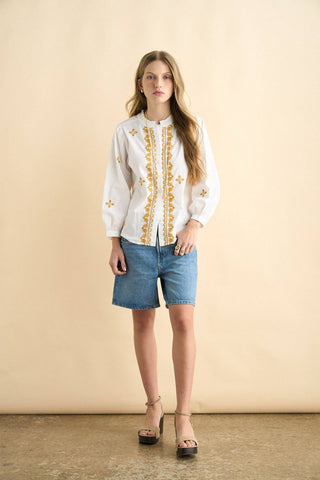 The Valentina Embroidered Blouse — White