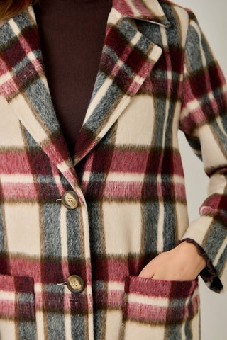 Midnight Moor Brushed Plaid Long Coat