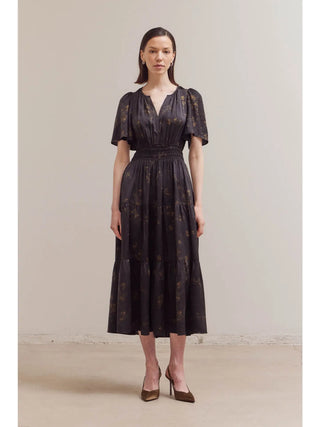Lizzie Floral Print Satin Dress with Pockets