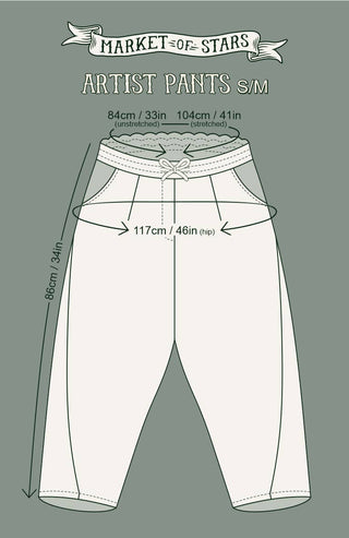 The Mythmaker Linen Crop Artist Pant w/ Boho Landscape Print