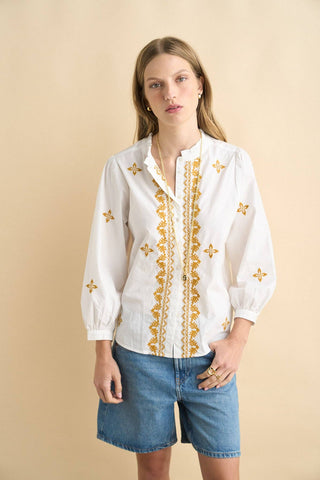 The Valentina Embroidered Blouse — White