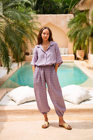 The Vanessa Linen Gingham Balloon Pants