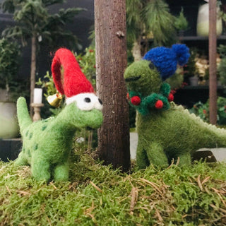 Handmade Biodegradable Felt Hanging Cosy Dinosaur Christmas