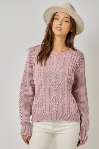 Meadowbrook Washed Cable Knit Sweater