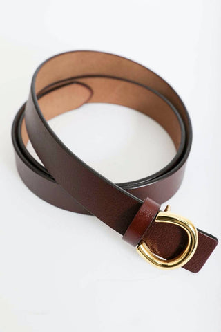 Gold Horseshoe Leather Belt