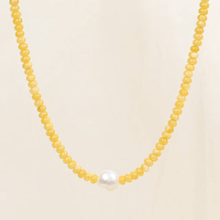 Golden Citrine Pearl Necklace