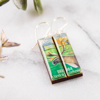 Alaska Vintage Postage Stamp Earrings