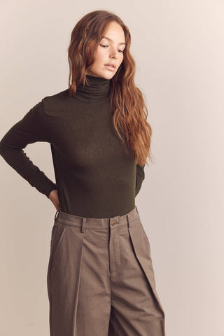 Wool Blend Lightweight Turtleneck