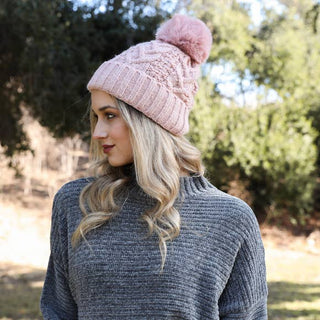 Chalet Thermal-Lined Cable Knit Pom Beanie