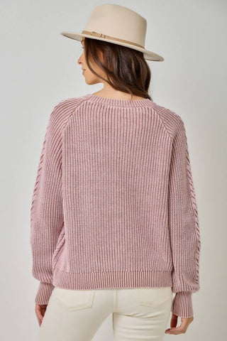 Meadowbrook Washed Cable Knit Sweater