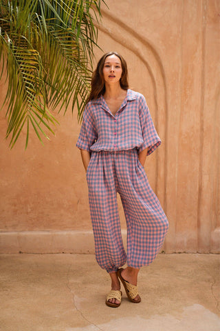 The Vanessa Linen Gingham Balloon Pants