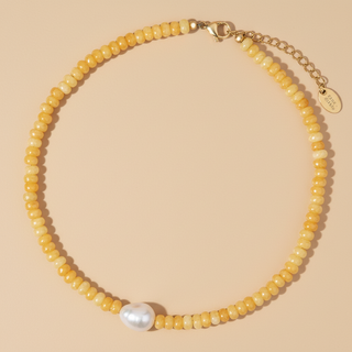 Golden Citrine Pearl Necklace