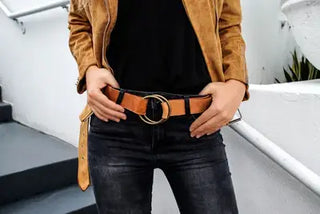 Josie Infinity Leather Belt – Cognac with Ring Closure