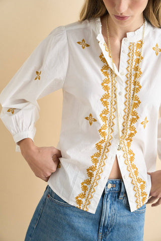 The Valentina Embroidered Blouse — White