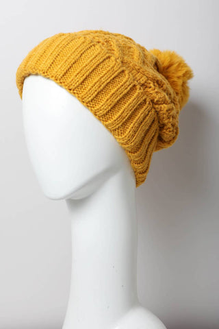 Chalet Thermal-Lined Cable Knit Pom Beanie