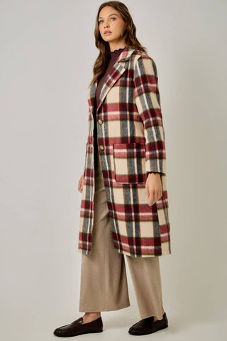 Midnight Moor Brushed Plaid Long Coat