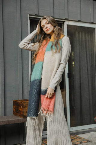 Palette Color Block Faux Mohair Scarf