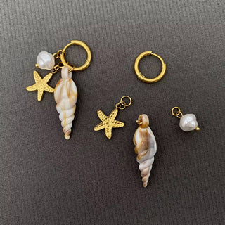 18K Gold Plated Seaside Charm Huggie Earrings