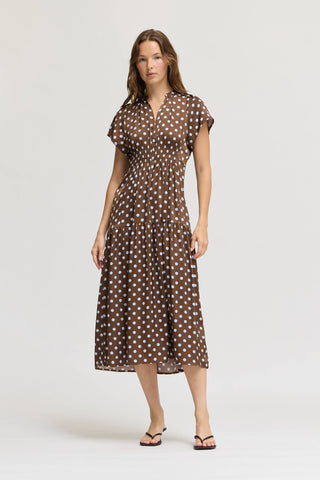 Gamble Polka Dot Satin Midi Dress