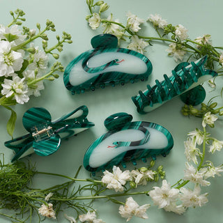 Serpent Jade Green Acetate Claw Clip