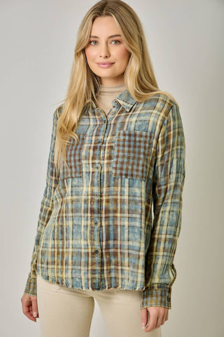 Hearthstone Washed Plaid Fringe Shirt