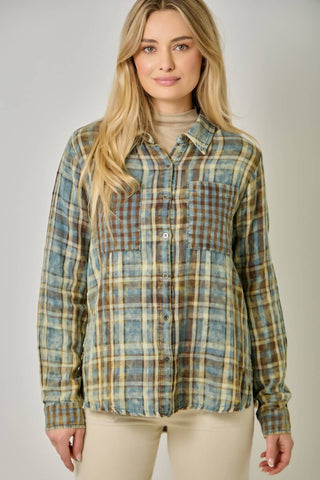Hearthstone Washed Plaid Fringe Shirt