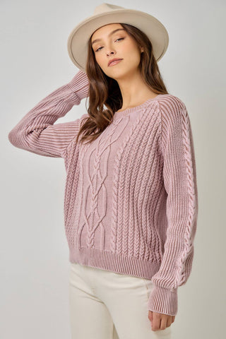 Meadowbrook Washed Cable Knit Sweater