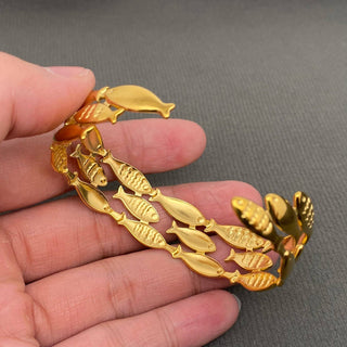 18K Gold Plated Fish Cuff Bracelet