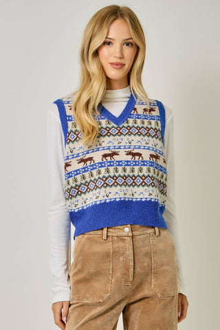 Lodge Fair Isle Moose Sweater Vest