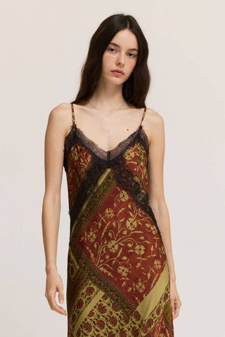 61370TH - MIDI SATIN PRINT DRESS