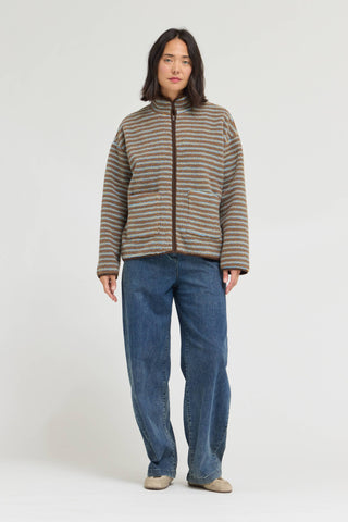 Cocoa Stripe Fleece Jacket