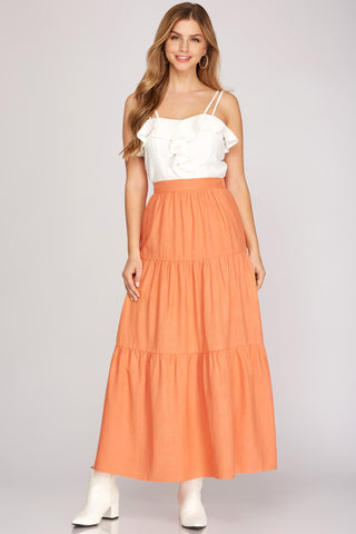 The Terracotta Tiered Maxi Skirt