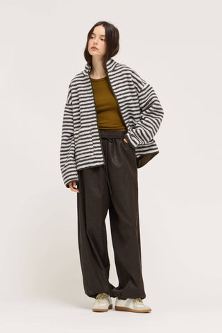 Cocoa Stripe Fleece Jacket