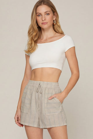 The Driftwood Striped Linen Short