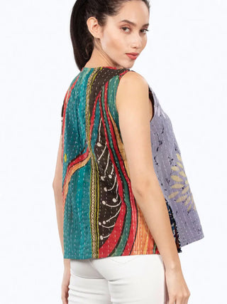 Reversible Kantha Sleeveless Top