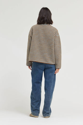 Cocoa Stripe Fleece Jacket